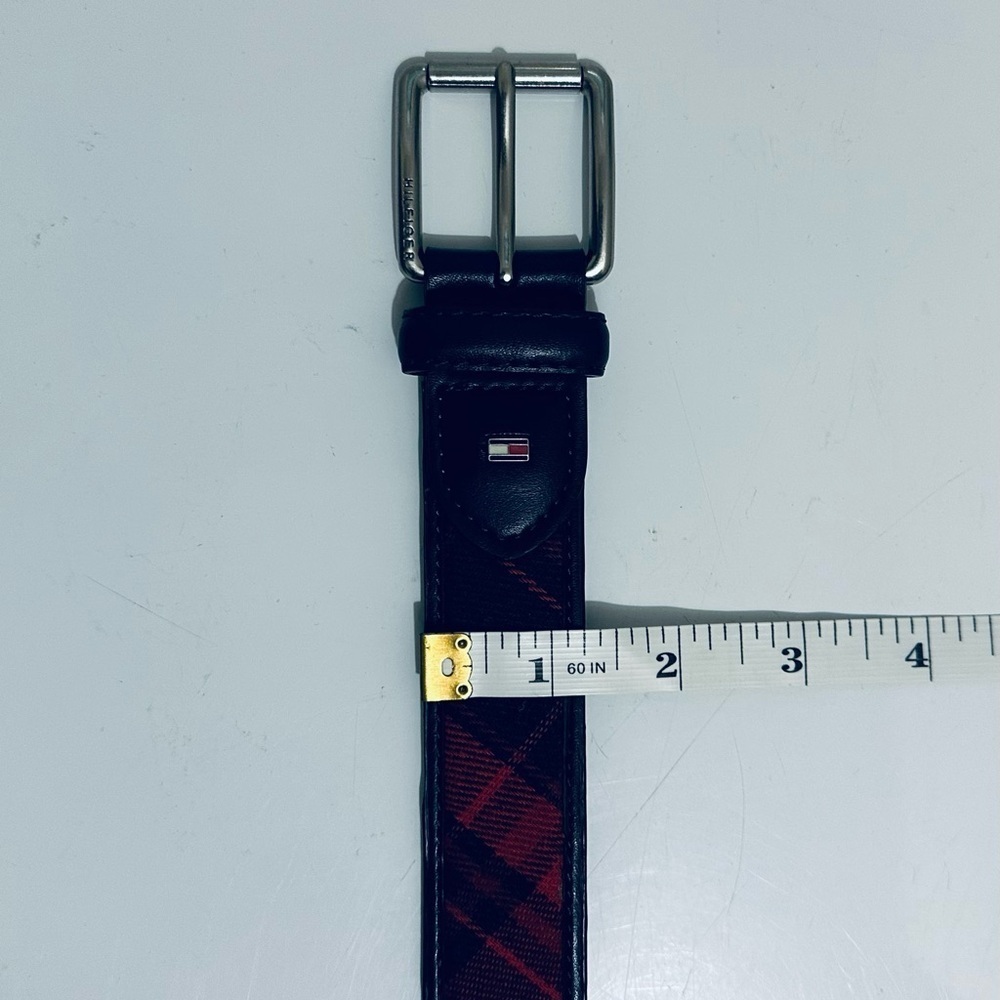 Vintage Tommy Hilfiger Red and Navy Tartan Plaid Belt, Men’s Size 40 - Picture 11 of 15